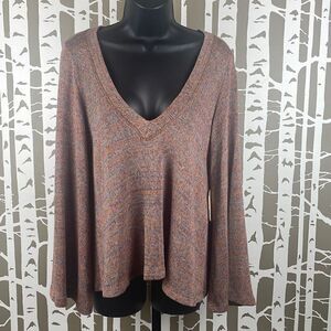 altar’d state NEW $60 Rust Rainbow Space Dyed Oversized Bell Sleeve Sweater sz M